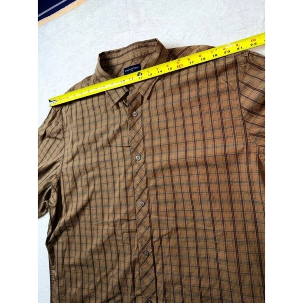 Banana Republic XXL‎ 18 18.5 Men's Plaid Button Down Shirt Long Sleeve Casual